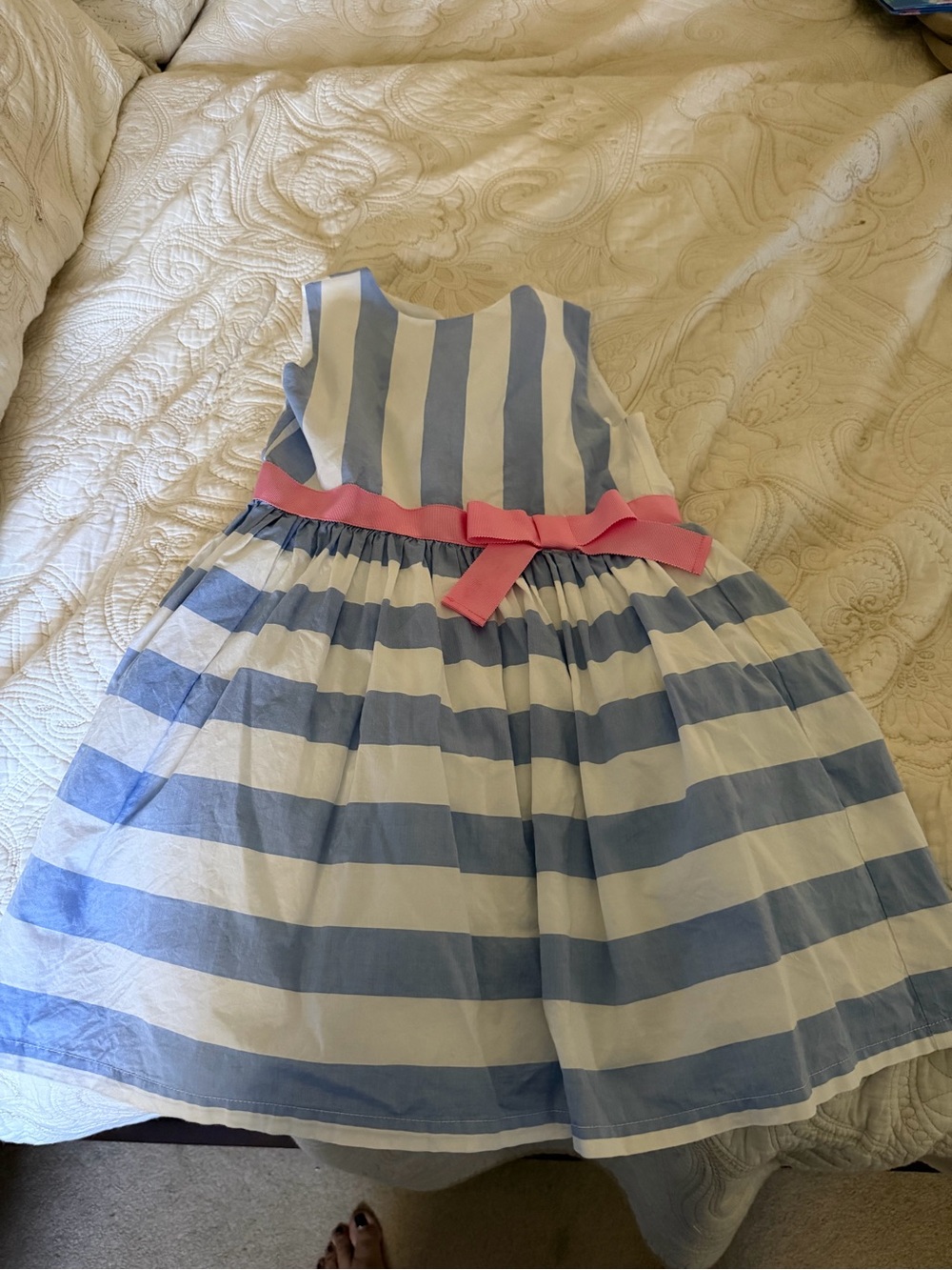 Carter's Blue and White Striped Dress with Pink Bow